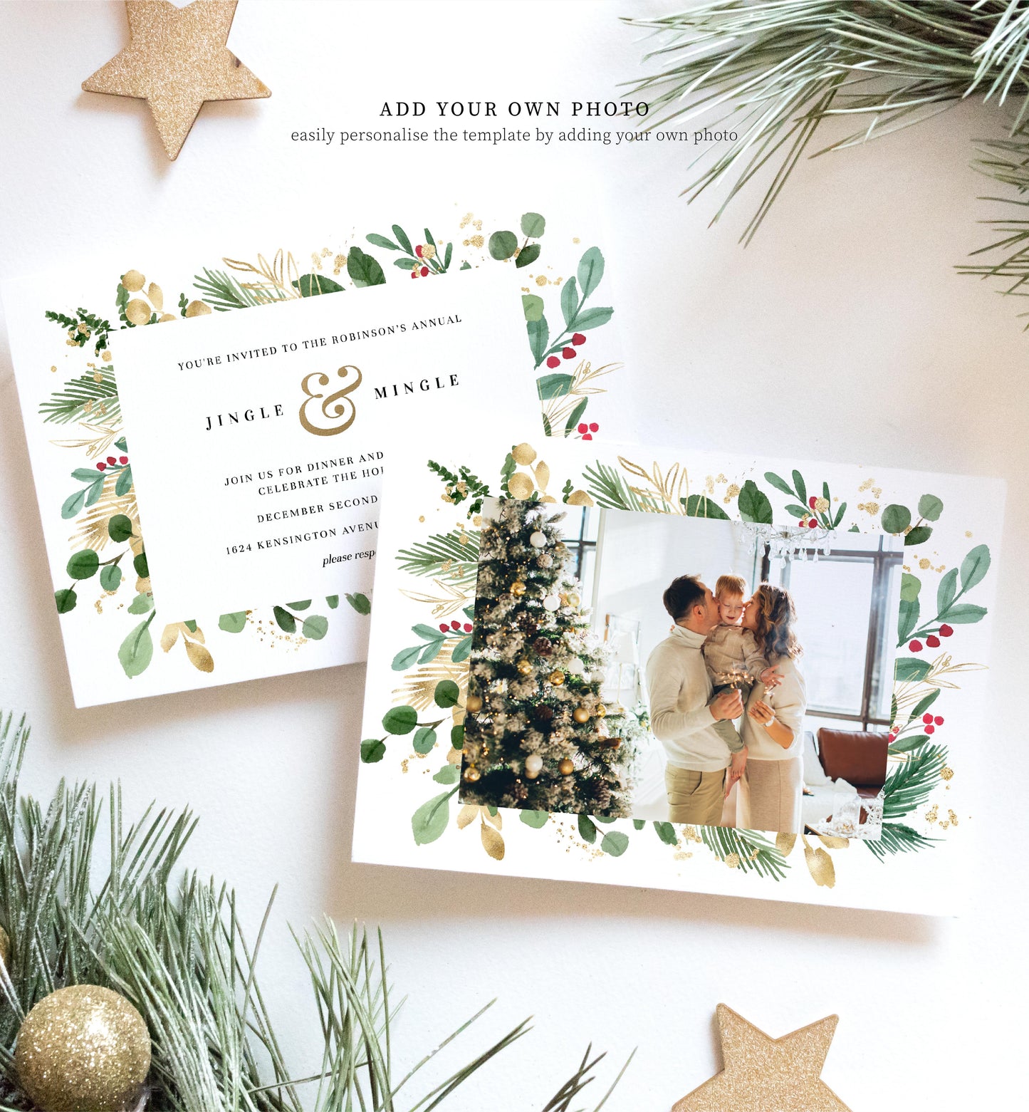 Merriment Christmas | Printable Jingle & Mingle Christmas Party Invitation - Black Bow Studio