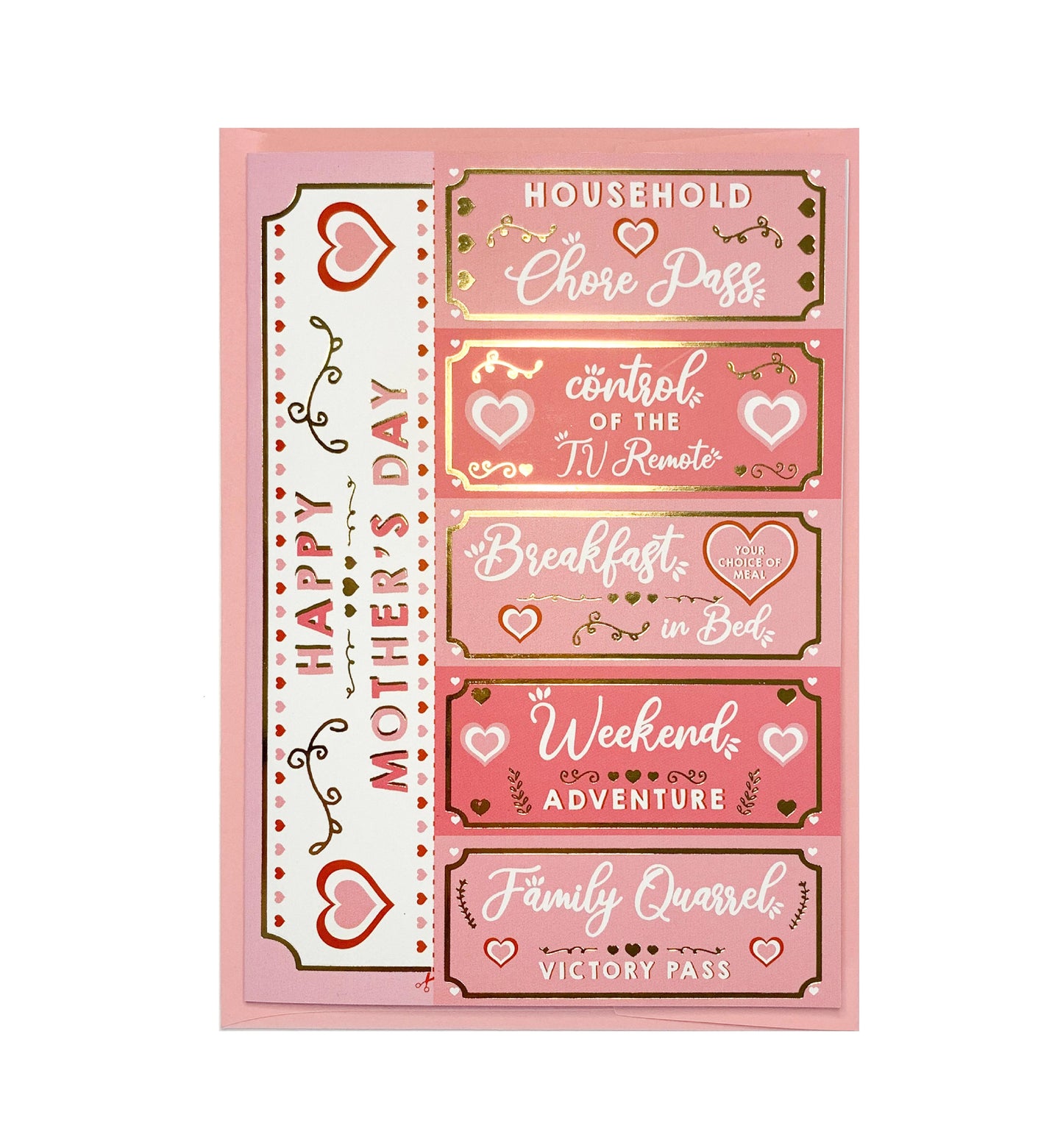 Love Coupons Pink Gold | Mother's Day Greeting Card