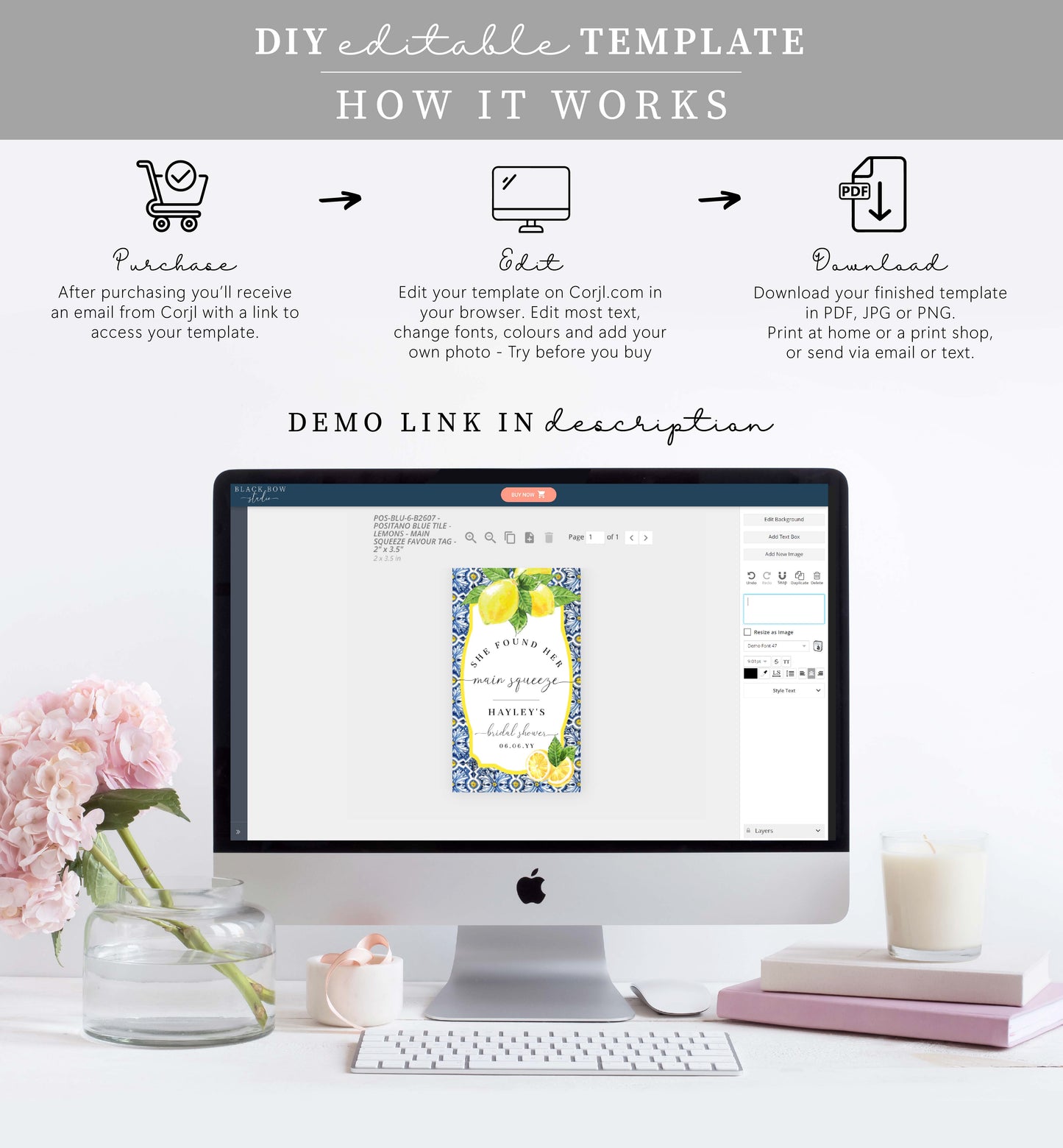 Positano Lemons | Printable Main Squeeze Favour Tags Template