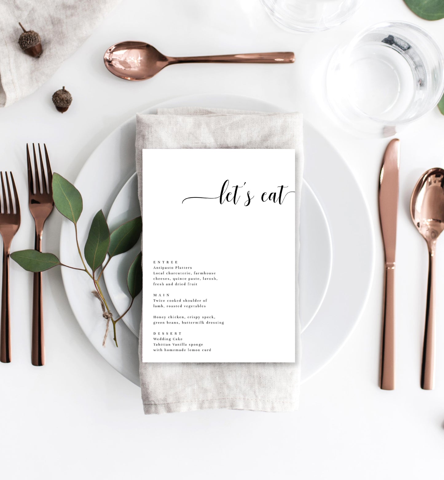 Leyton Script White | Printable Menu