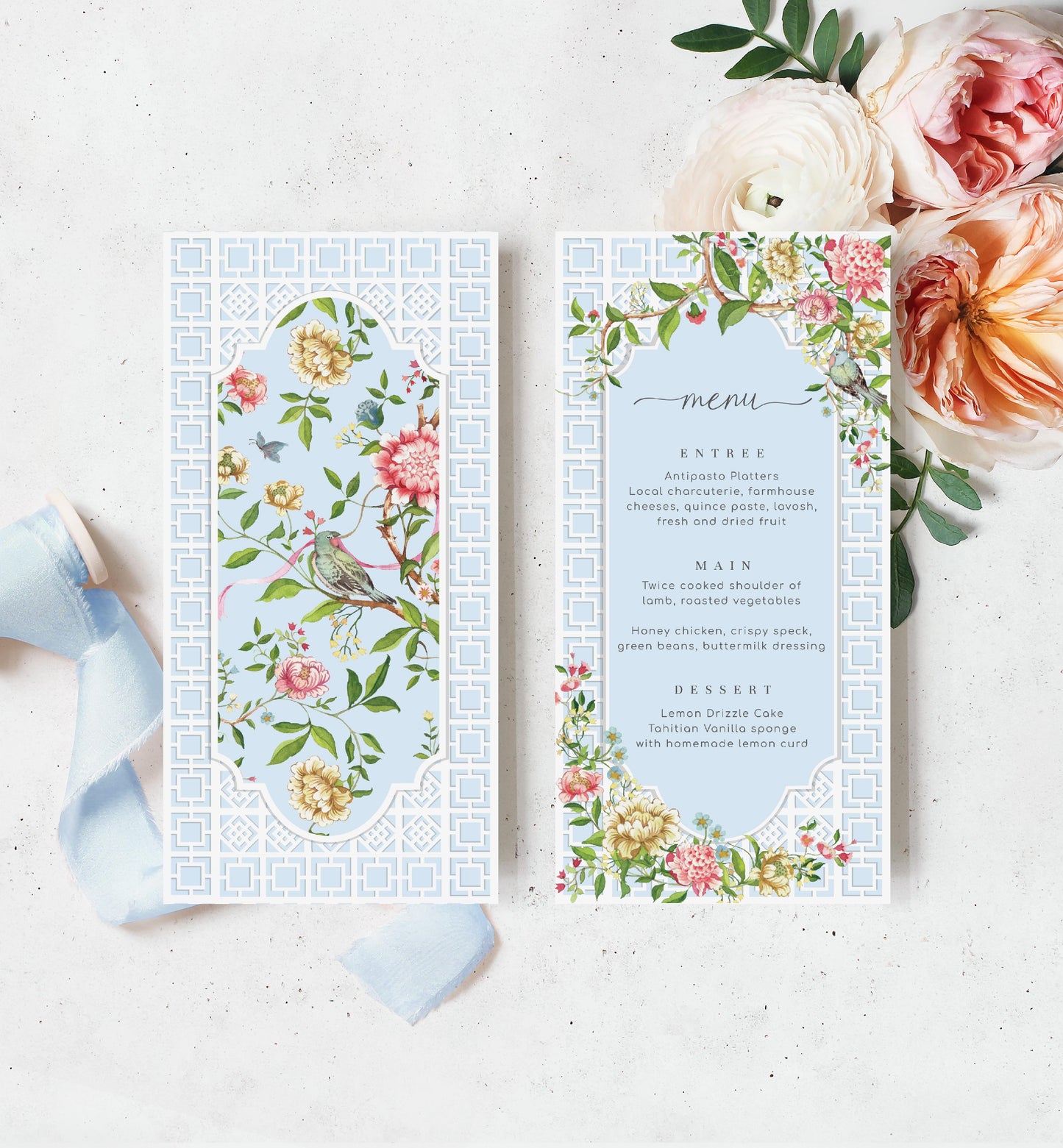 Trianon Blue | Printable Menu