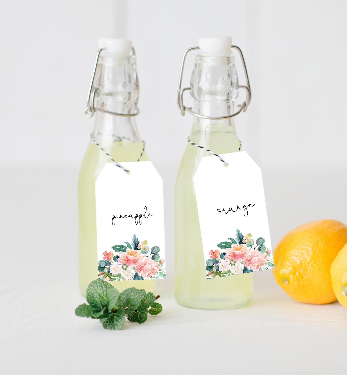 Afternoon Blooms | Printable Mimosa Bar Sign and Juice Tags Template - Black Bow Studio