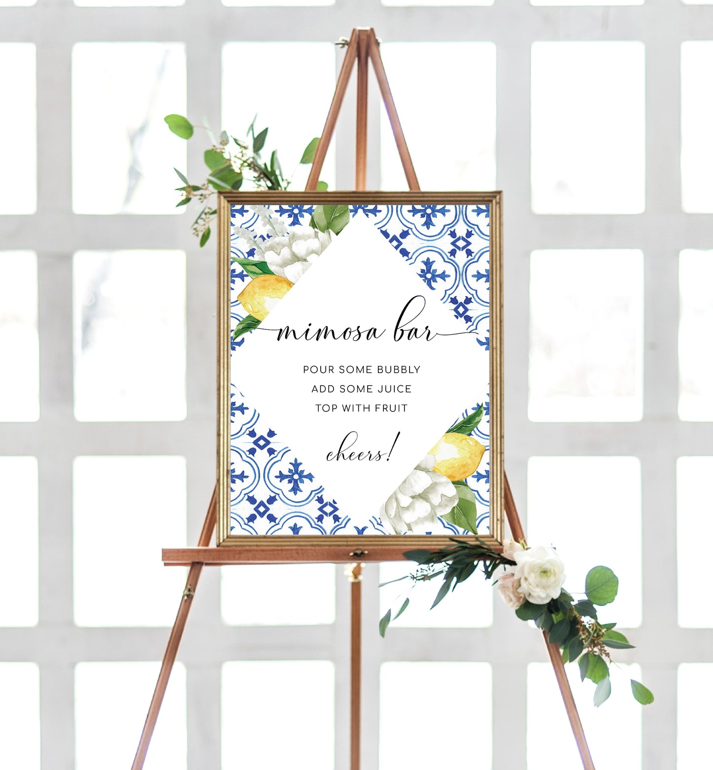 The Med Lemons | Printable Mimosa Bar Sign and Juice Tags - Black Bow Studio