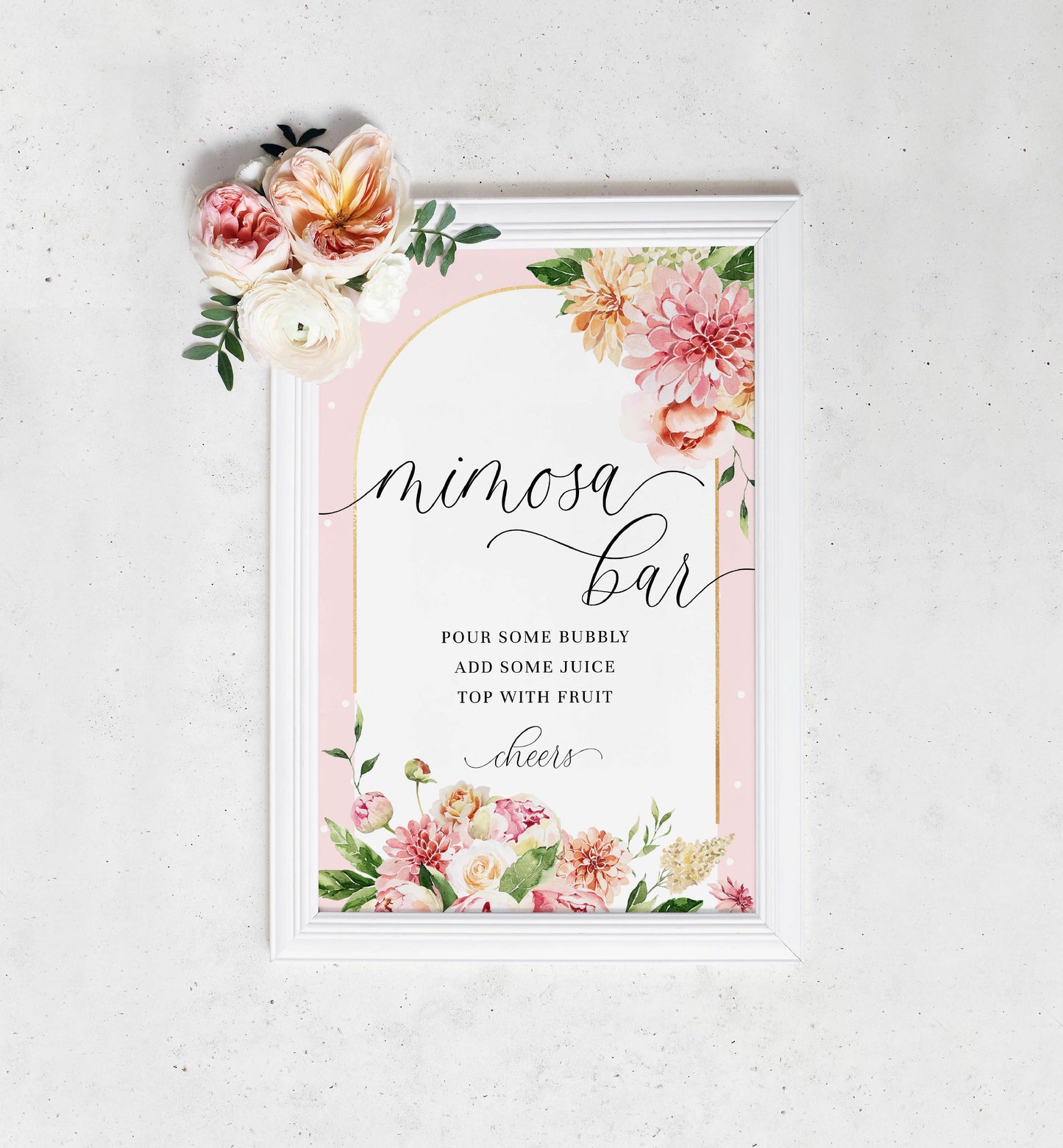 Quinn Floral Pink | Printable Mimosa Bar Sign and Juice Tags
