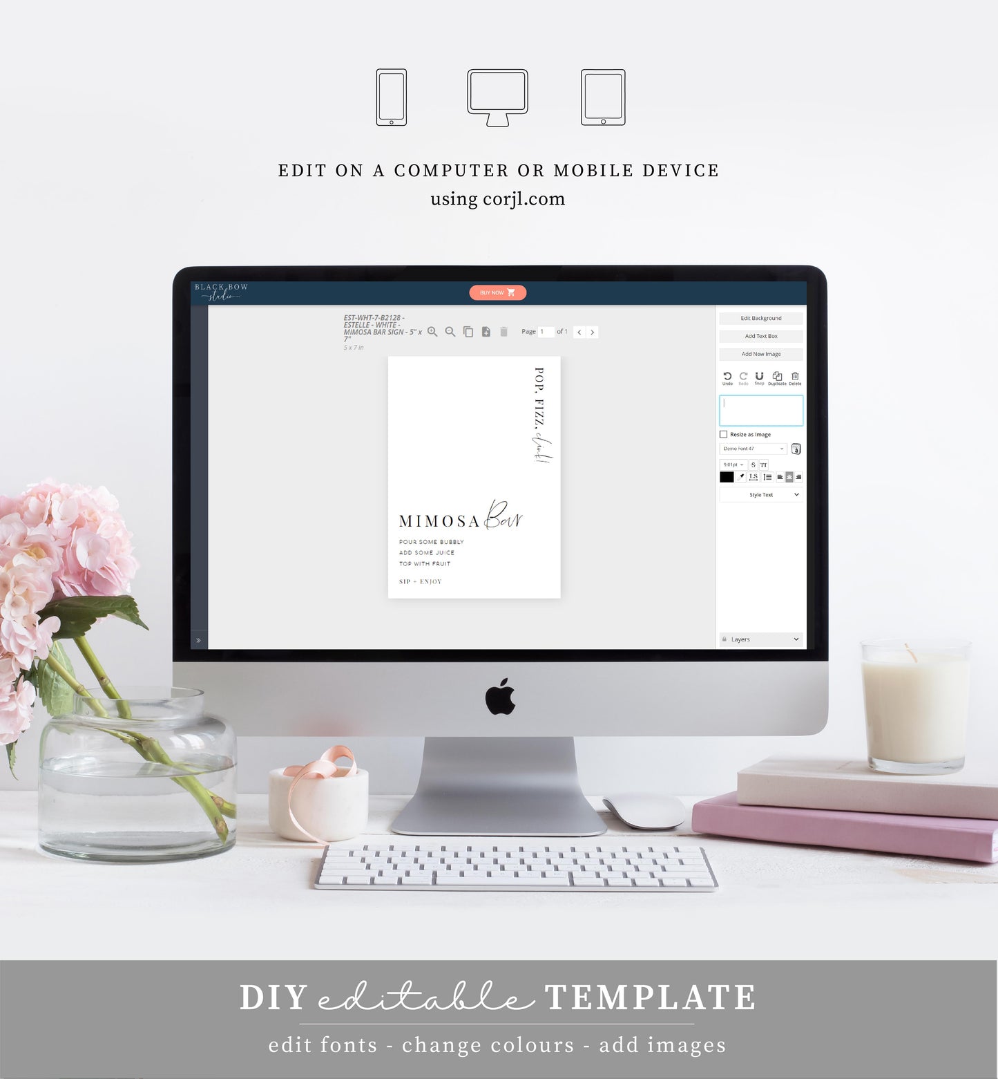 Estelle White | Printable Mimosa Bar Sign & Juice Tags