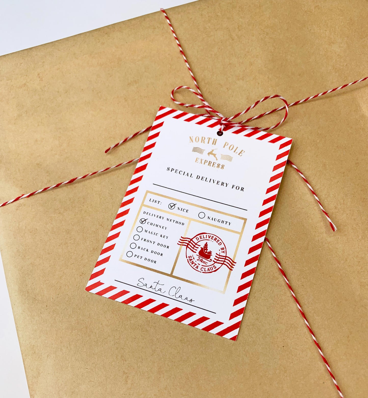 North Pole Express Red | Printable Christmas Gift Tag Template