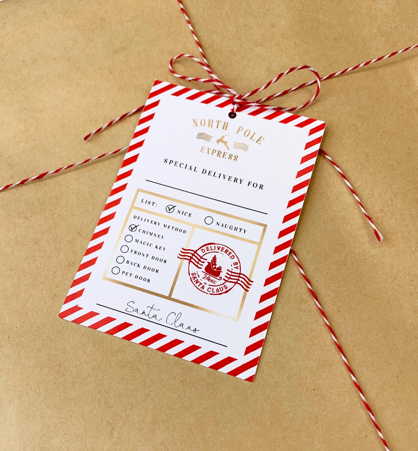 North Pole Express Red | Printable Christmas Gift Tag Template