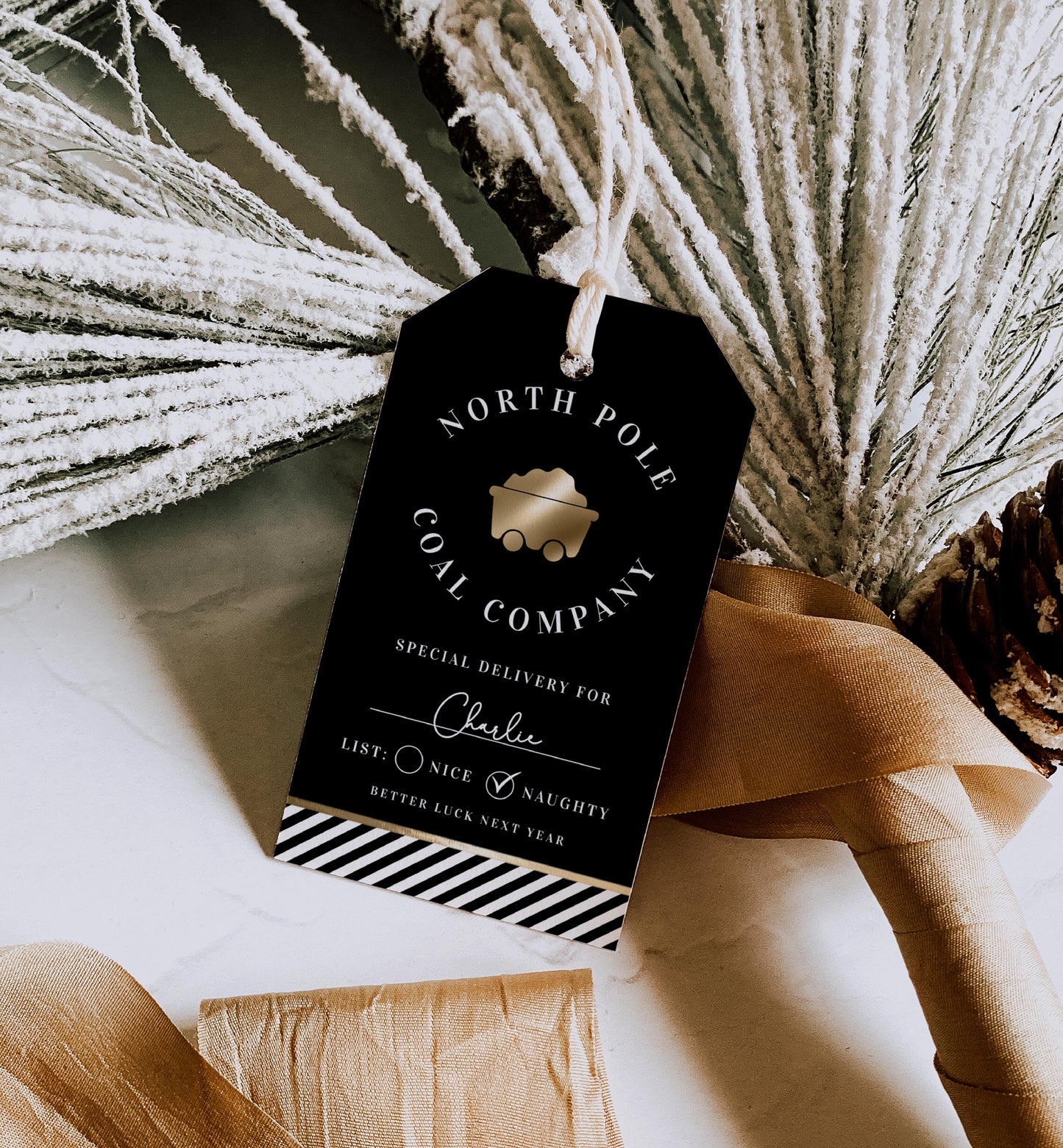 North Pole Coal Company Black | Printable Christmas Gift Tag Template