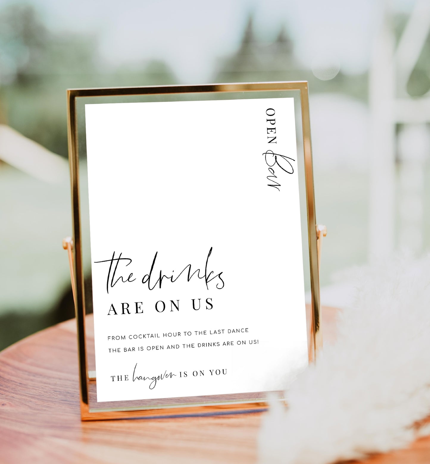 Estelle White | Printable Open Bar Sign Template