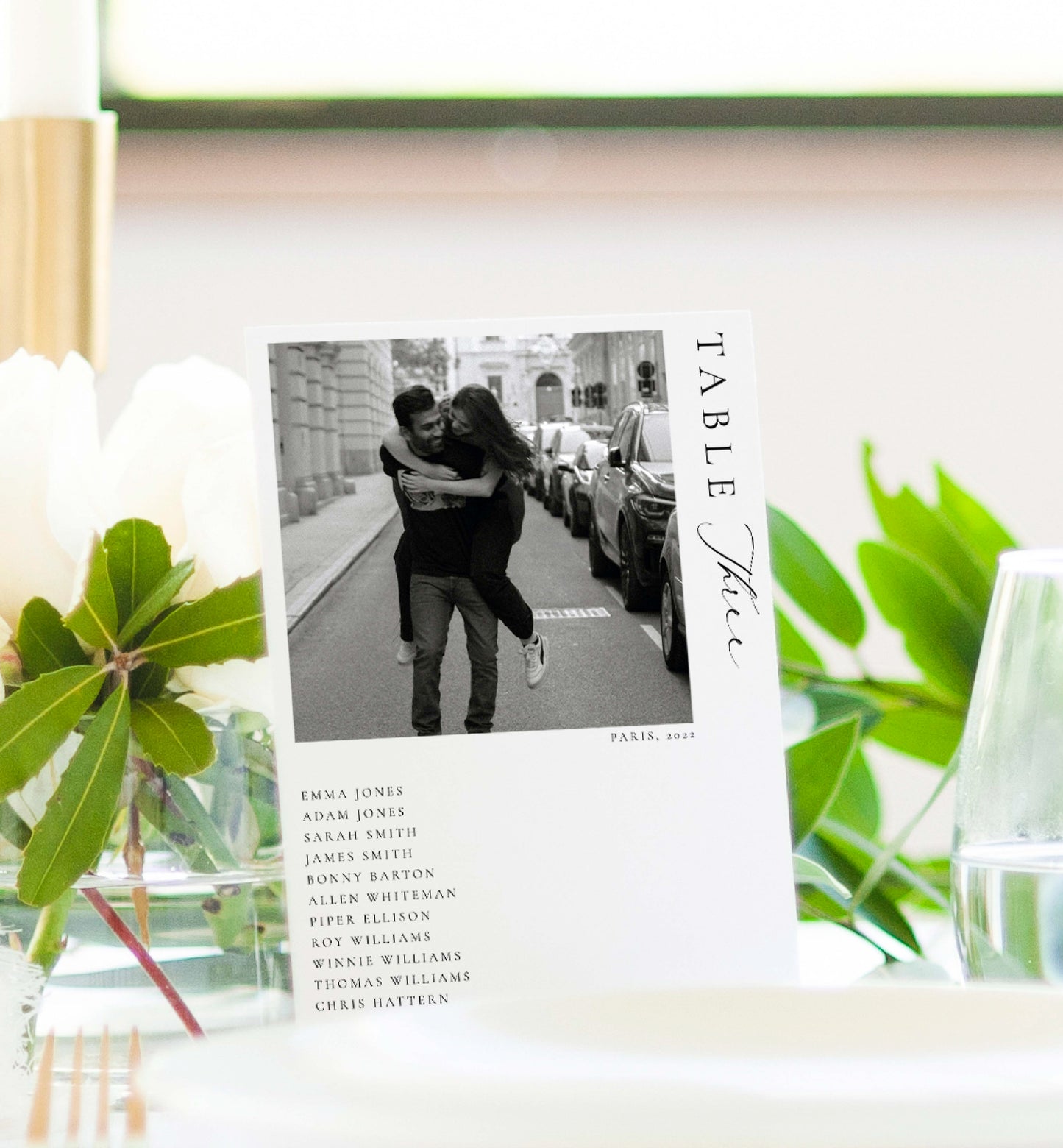 Ellesmere White | Printable Photo Table Numbers Template
