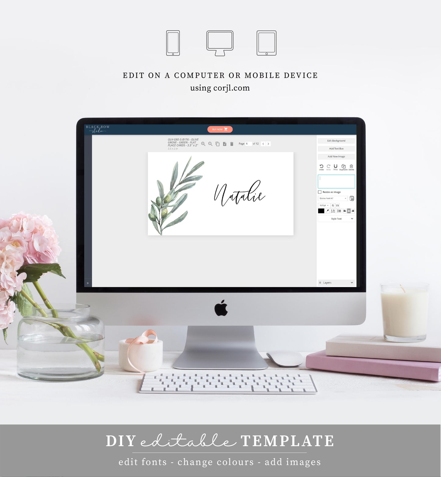 Olive Grove Green | Printable Place Cards