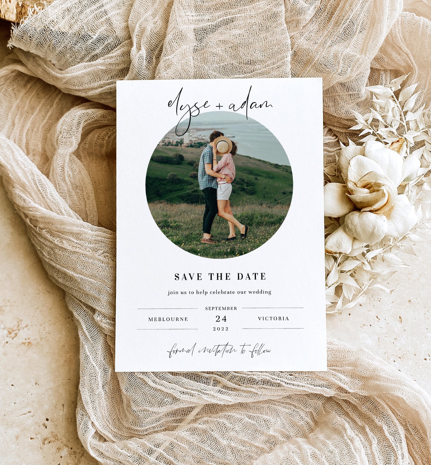 Gigi Script | Printable Photo Save The Date Template