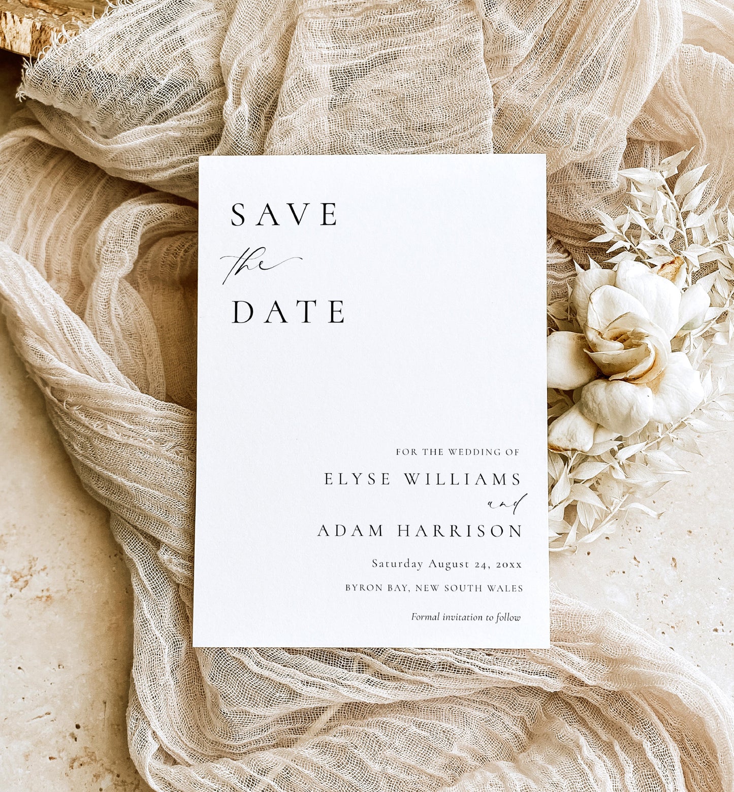 Ellesmere White | Printable Save The Date Template