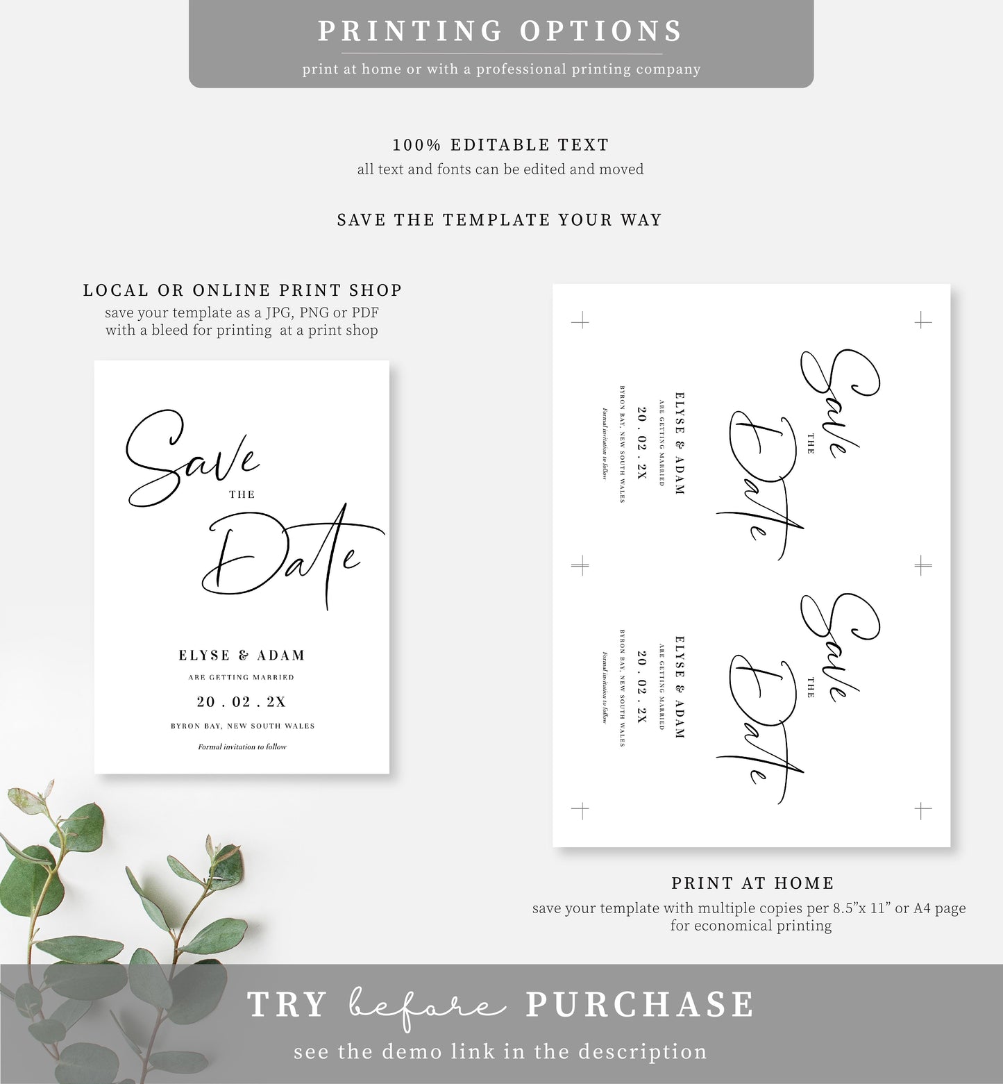 Gigi Script | Printable Save The Date