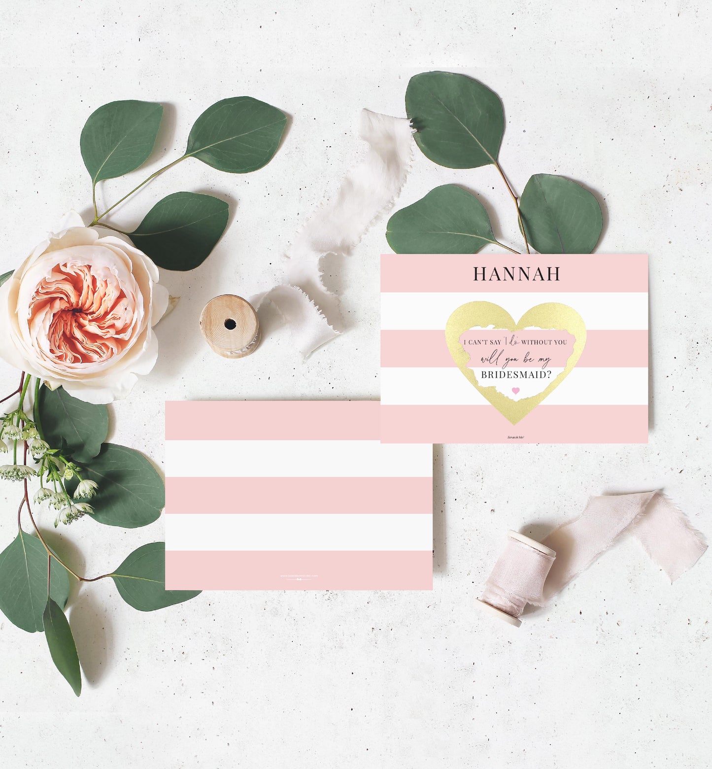 Stripe Pink | Scratch-off Bridesmaid Proposal Card