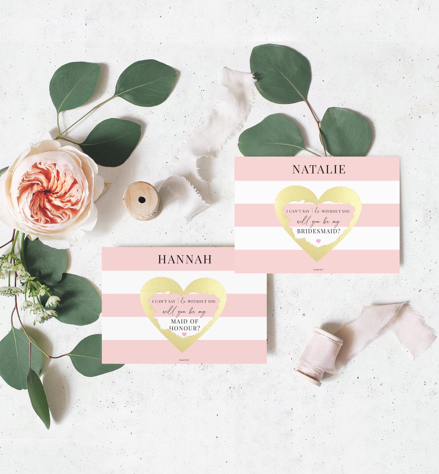 Stripe Pink | Scratch-off Bridesmaid Proposal Card