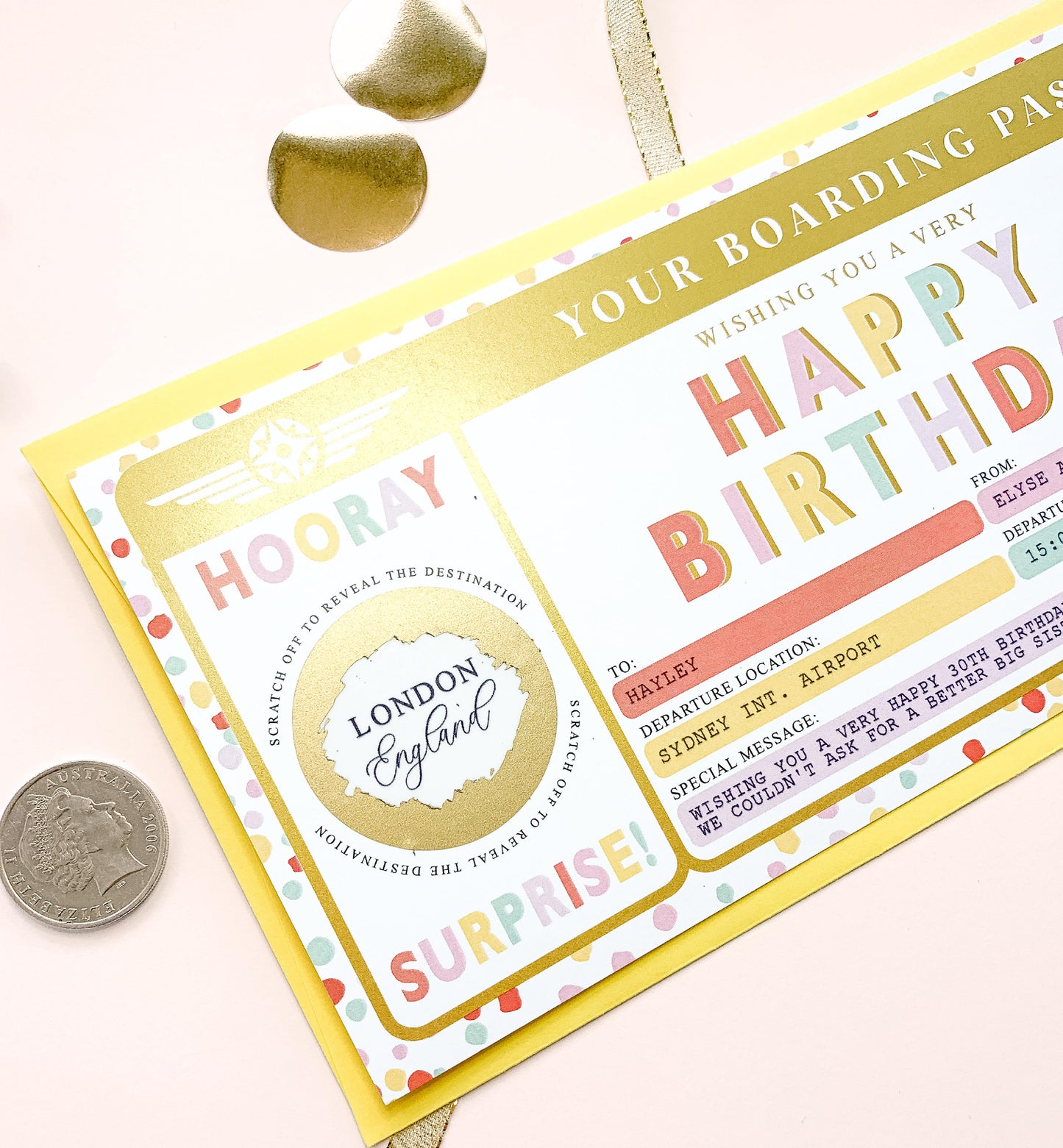 Dot Multi | Scratch-off Birthday Boarding Pass