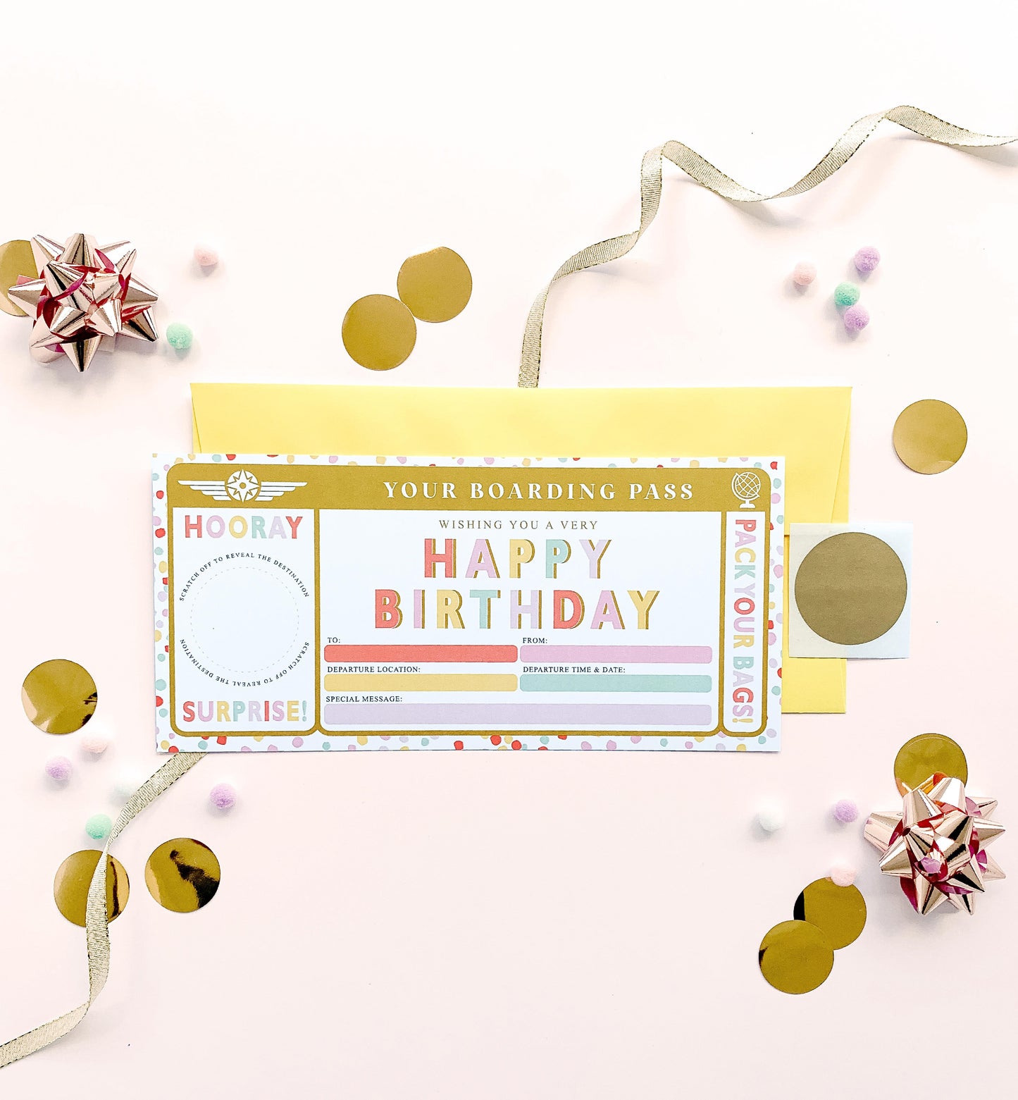 Dot Multi | Scratch-off Birthday Boarding Pass