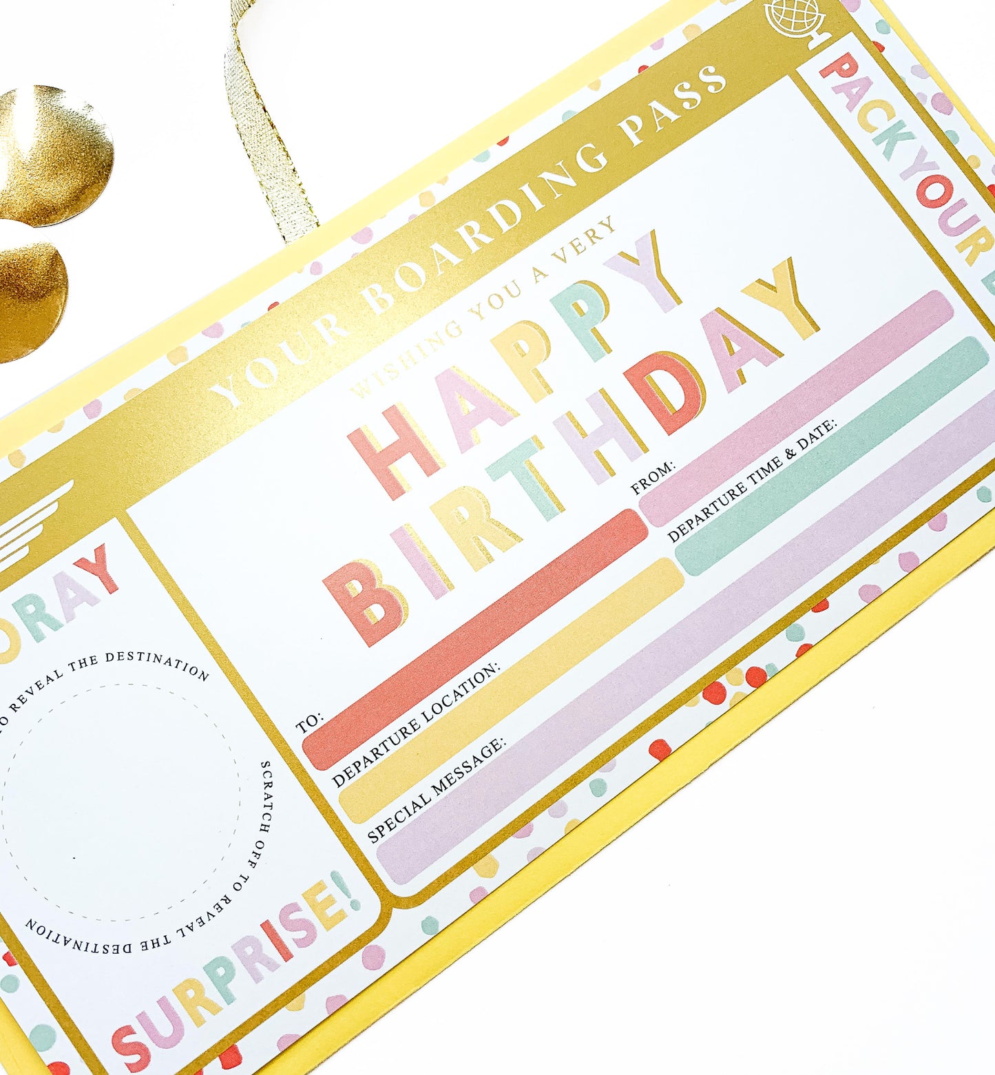 Dot Multi | Scratch-off Birthday Boarding Pass