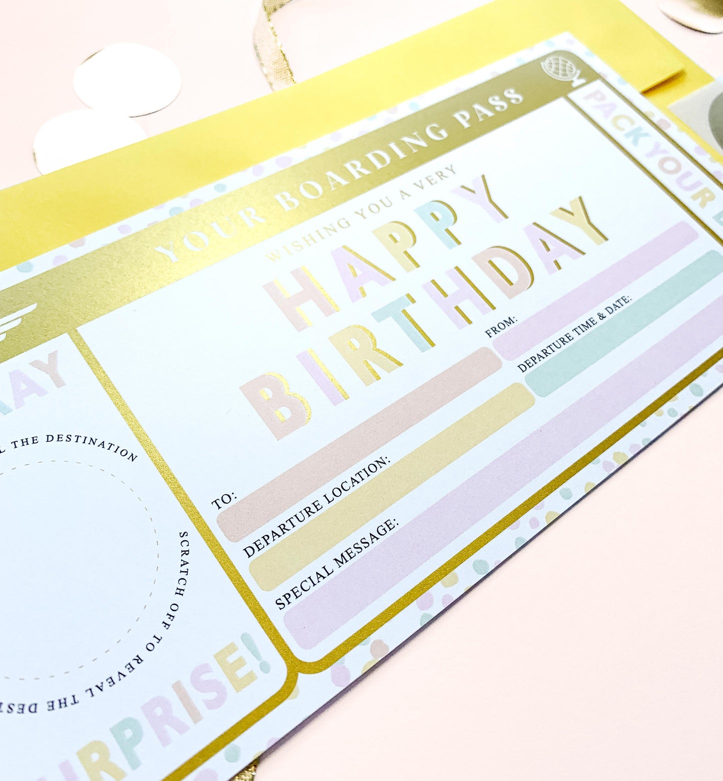 Dot Pastel | Scratch-off Birthday Boarding Pass