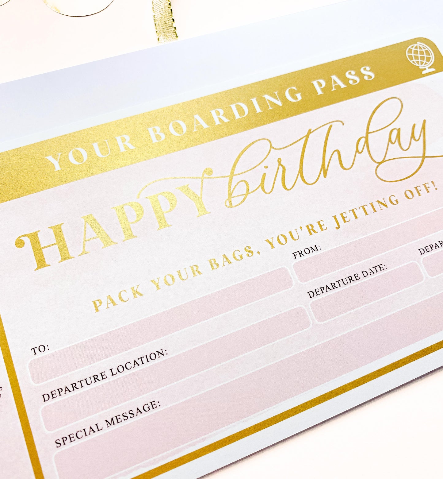 Watercolour Pink Gold | Scratch-off Birthday Boarding Pass