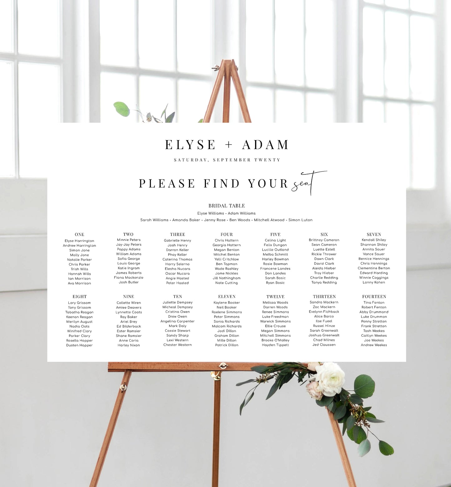 Estelle White | Printable Seating Chart Template