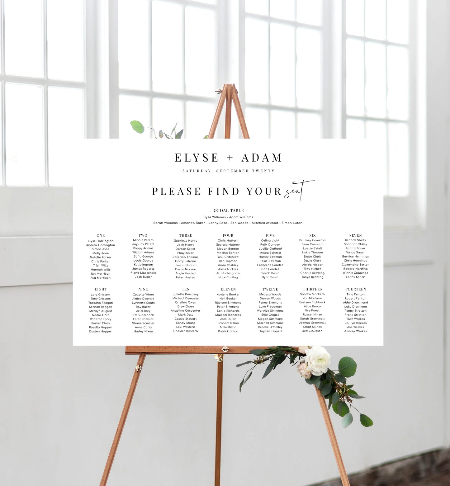 Estelle White | Printable Seating Chart Template