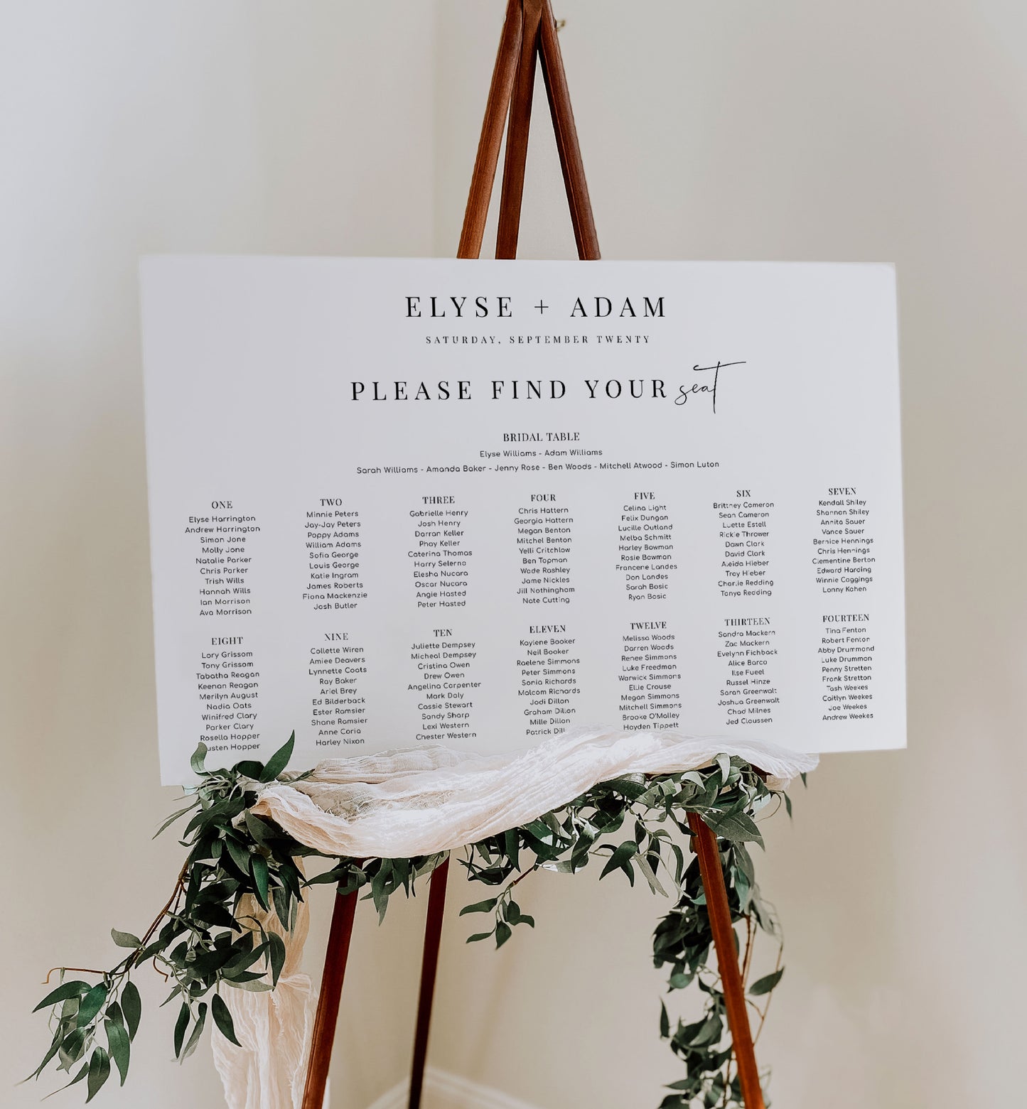 Estelle White | Printable Seating Chart Template