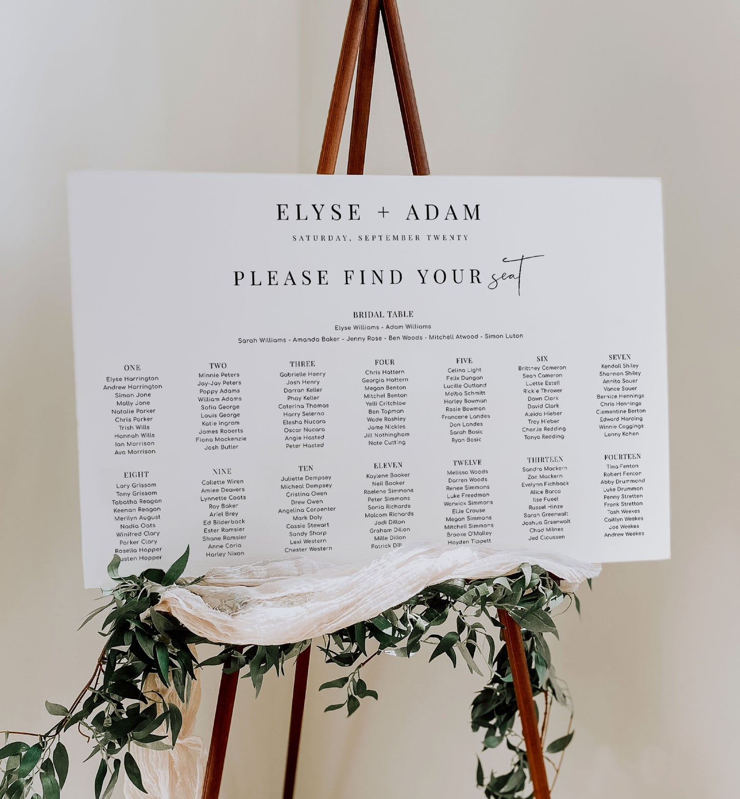 Estelle White | Printable Seating Chart Template