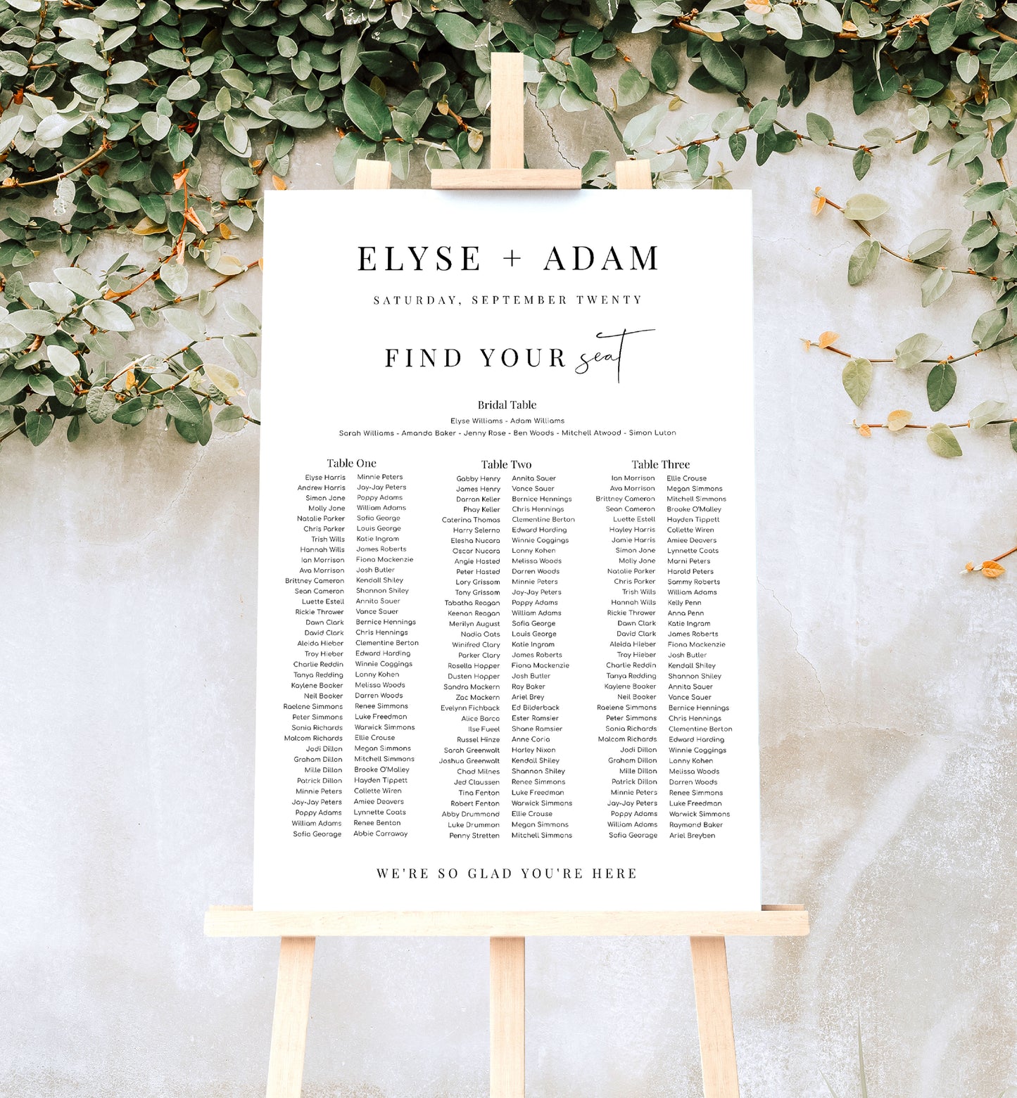 Printable 3 Banquet Table and Bridal Tables Seating Plan, Modern Minimal Seating Chart Template, Guest List Seating Plan Poster, Estelle