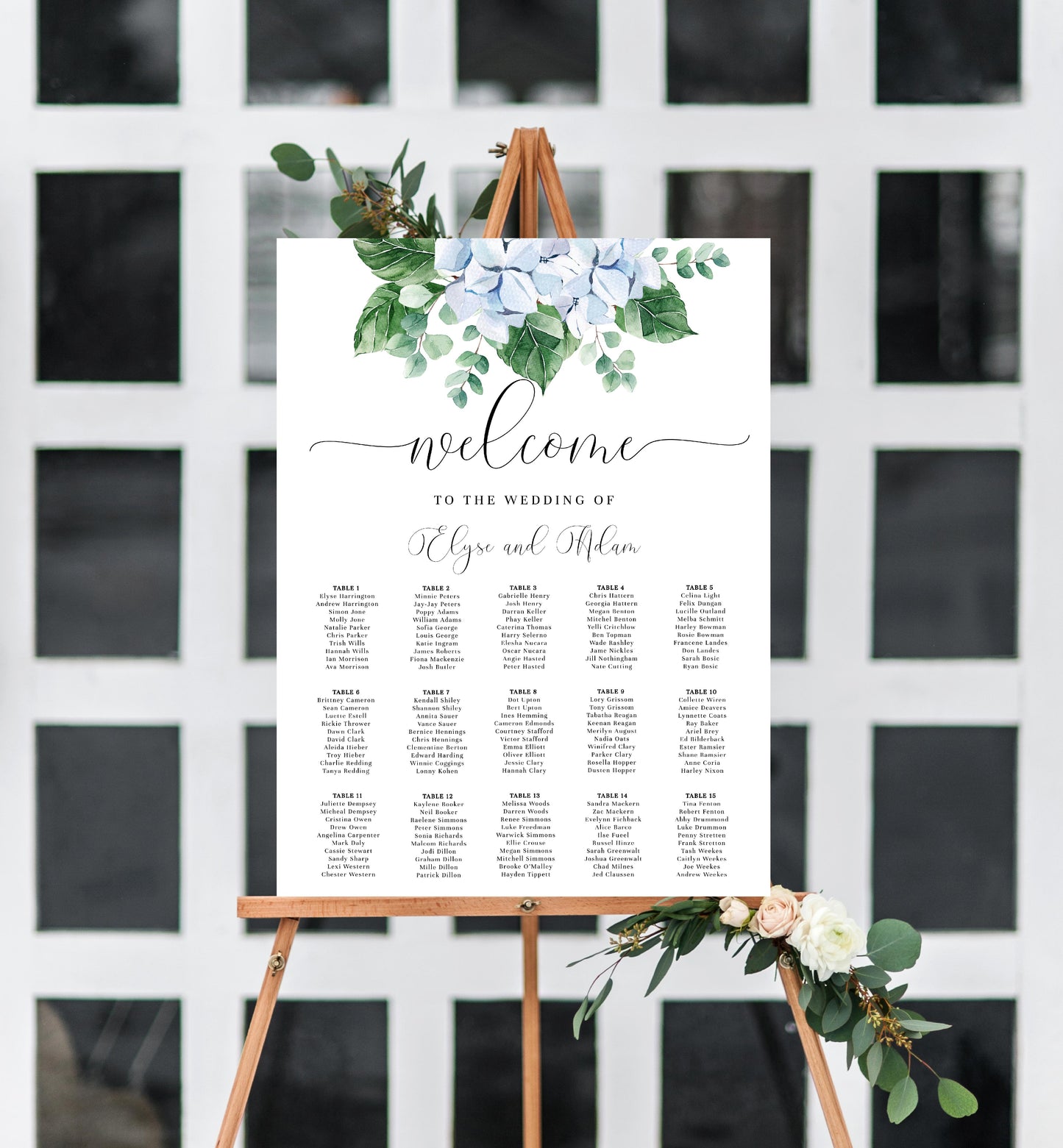 Ferras Blossom Blue | Printable Seating Chart - Black Bow Studio