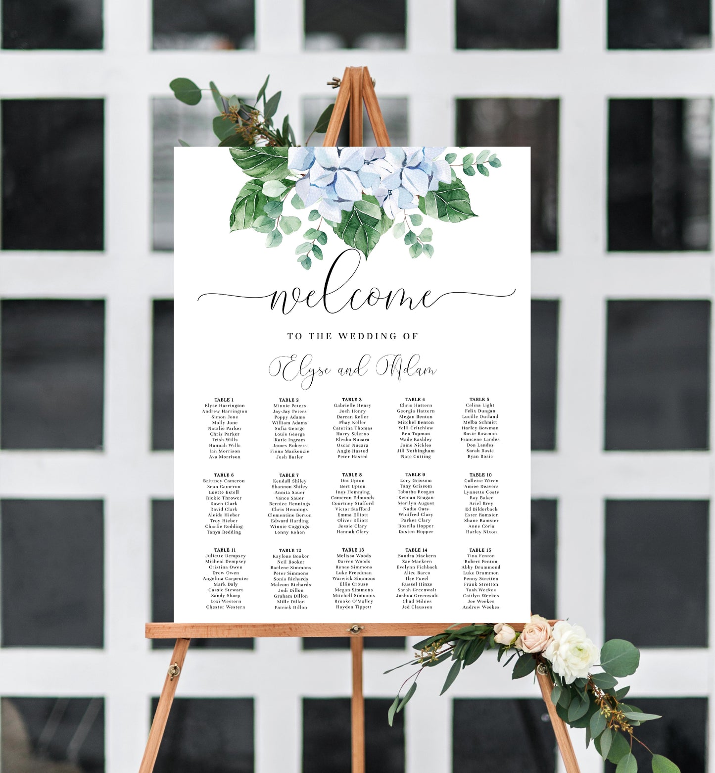 Ferras Blossom Blue | Printable Seating Chart - Black Bow Studio