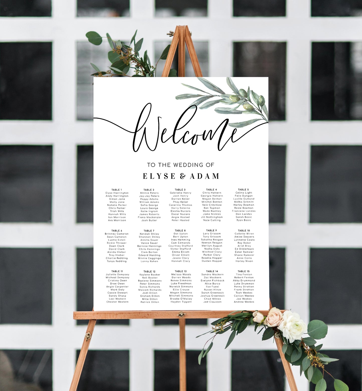 Olive Grove | Printable Seating Chart - Black Bow Studio