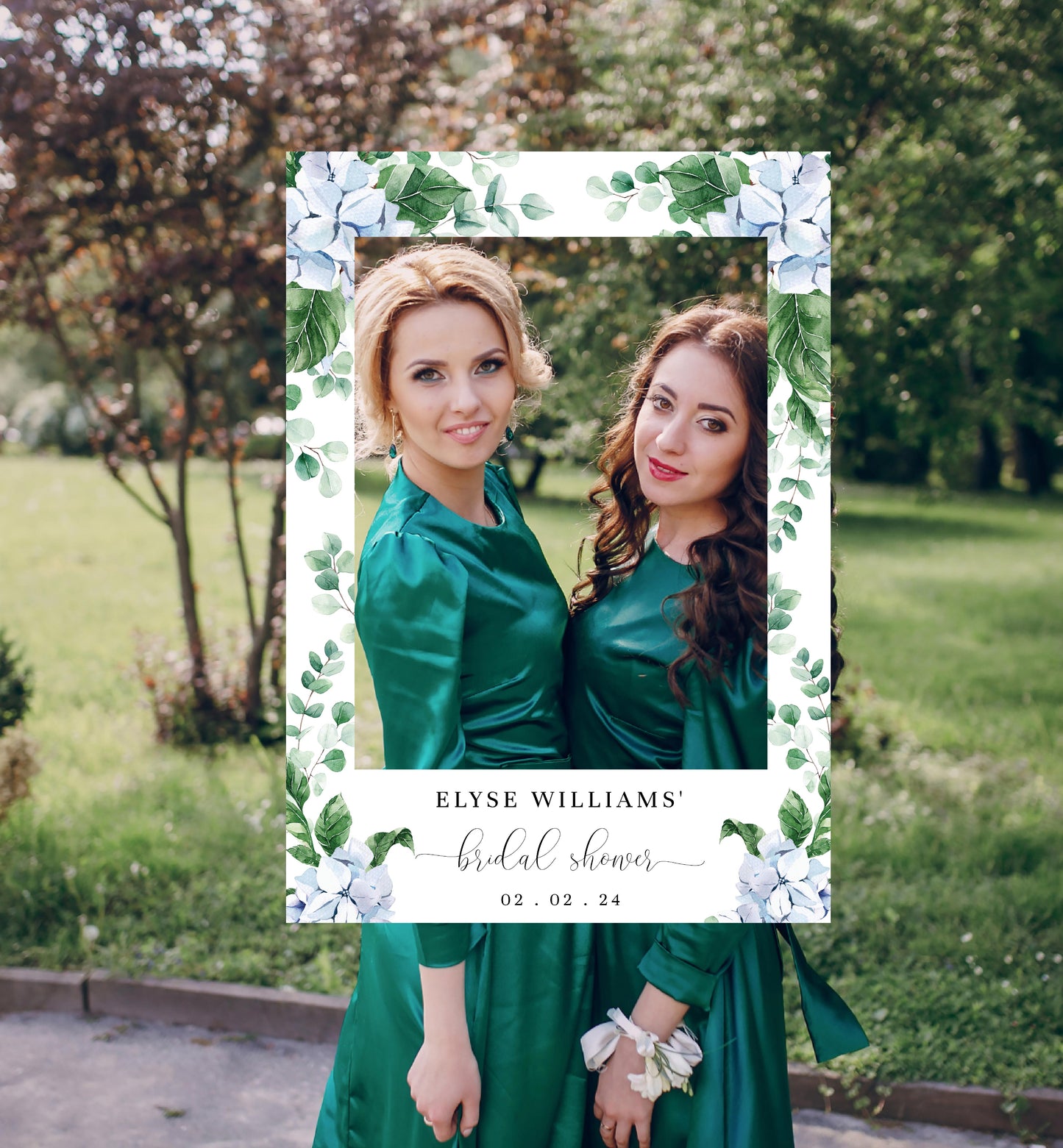Ferras Blossom Blue | Printable Selfie Prop Frame Sign - Black Bow Studio
