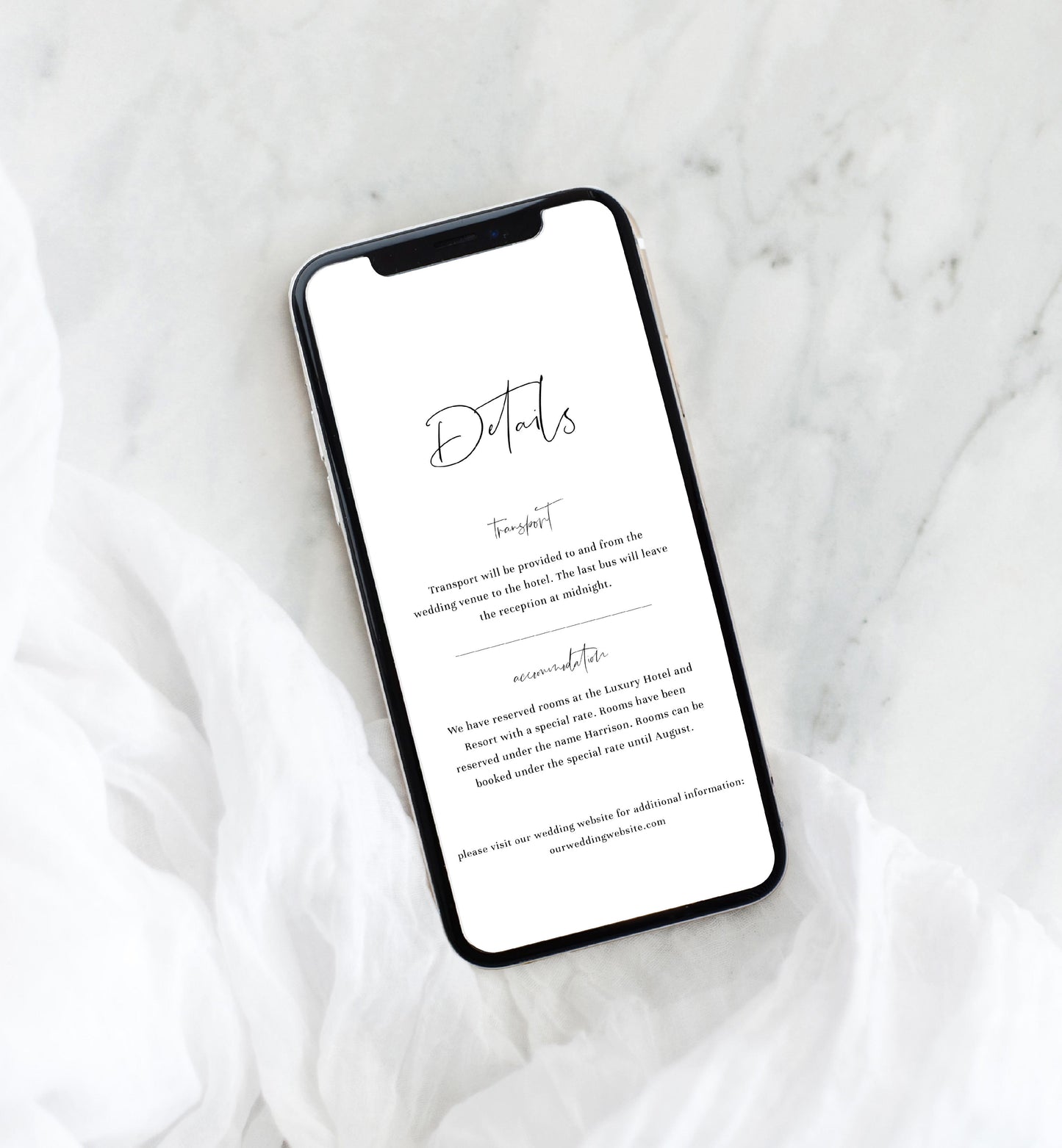 Gigi Script White | Smartphone Wedding Invitation