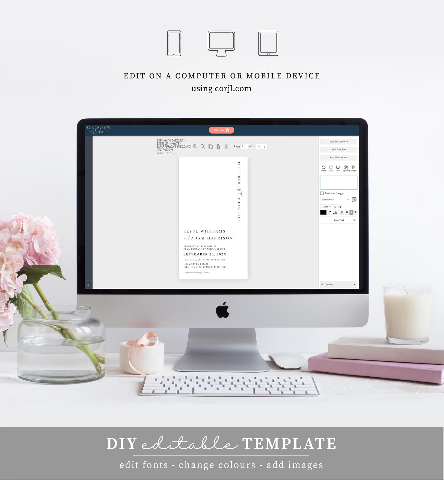 Estelle White | Smartphone Wedding Invitation Template