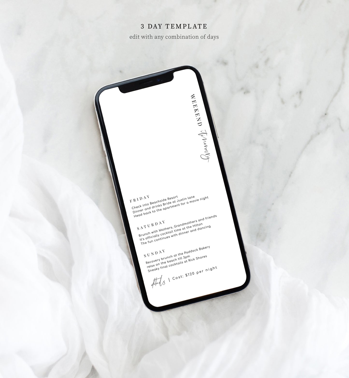 Estelle White | Smartphone Itinerary Template