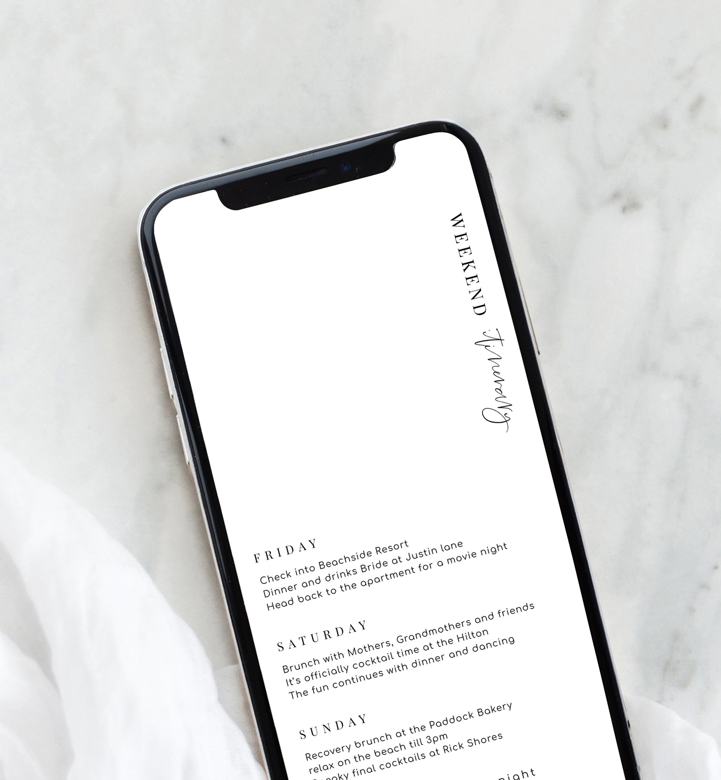 Estelle White | Smartphone Itinerary Template