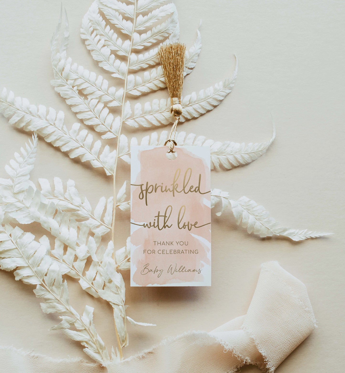 Watercolour Peach Gold | Printable Sprinkled With Love Favour Tag Template