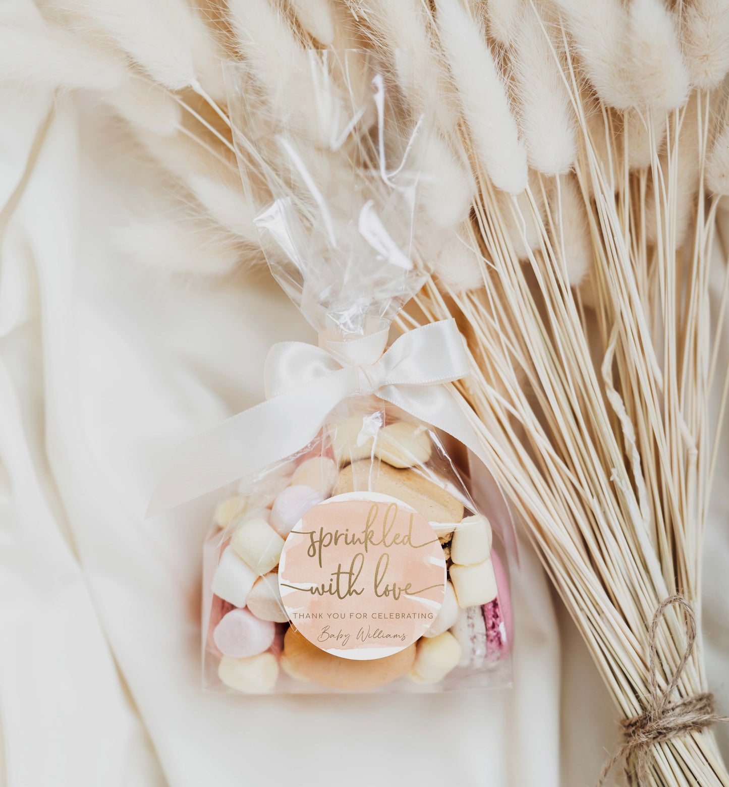 Watercolour Peach Gold | Printable Sprinkled With Love Favour Tag Template
