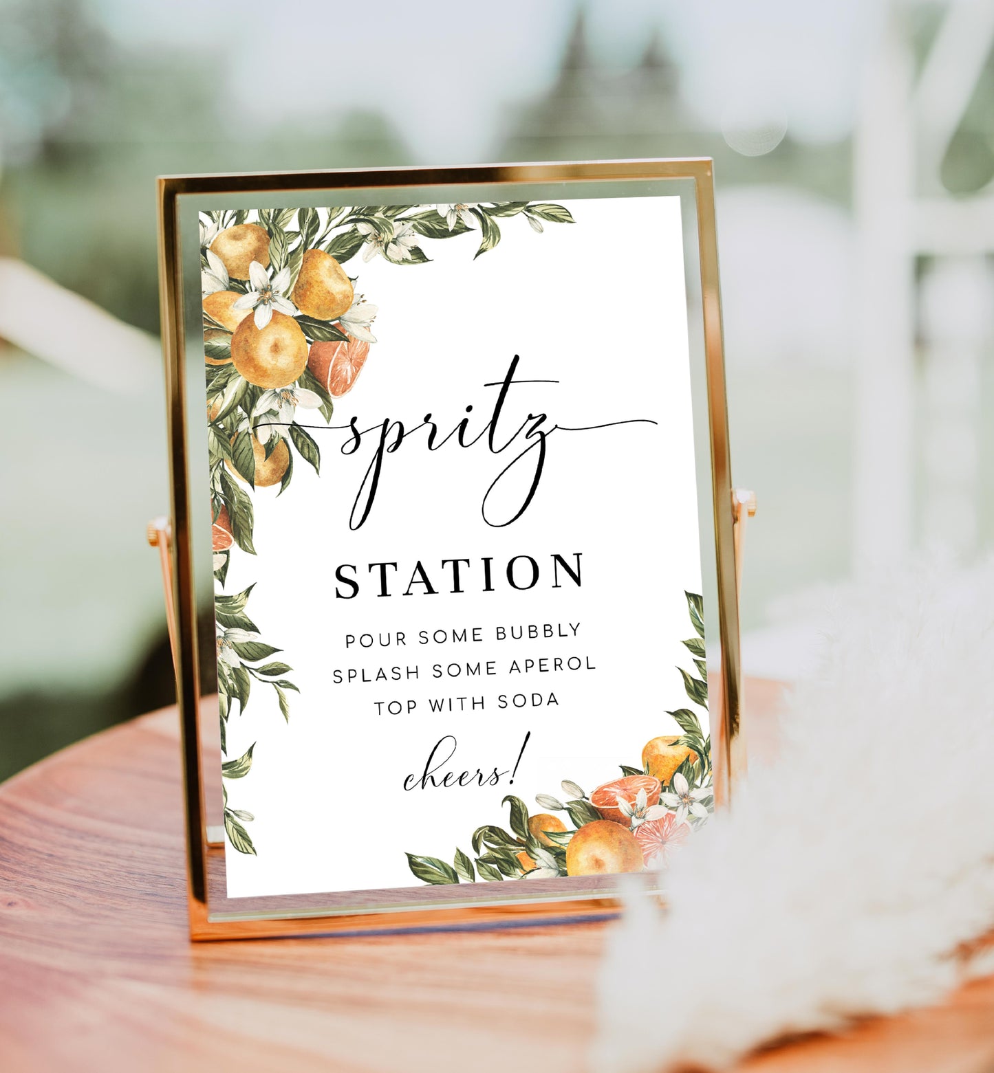 Spritz Station Sign, Printable Aperol Spritz Cocktail Sign, Italian Oranges, Wedding Cocktail Bar Sign, Signature Drinks Sign, Clementine