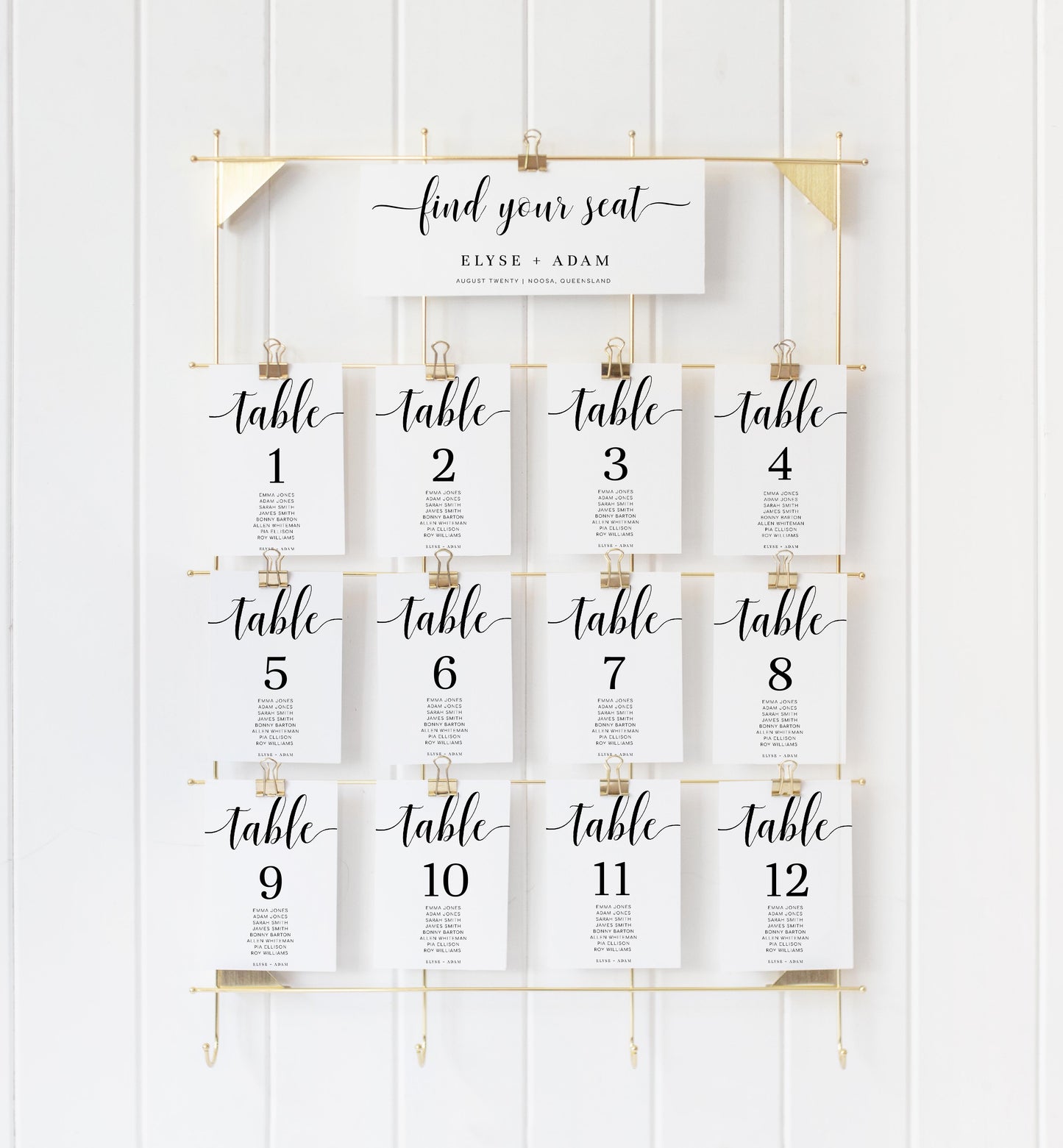 Leyton Script White | Printable Table Numbers Template