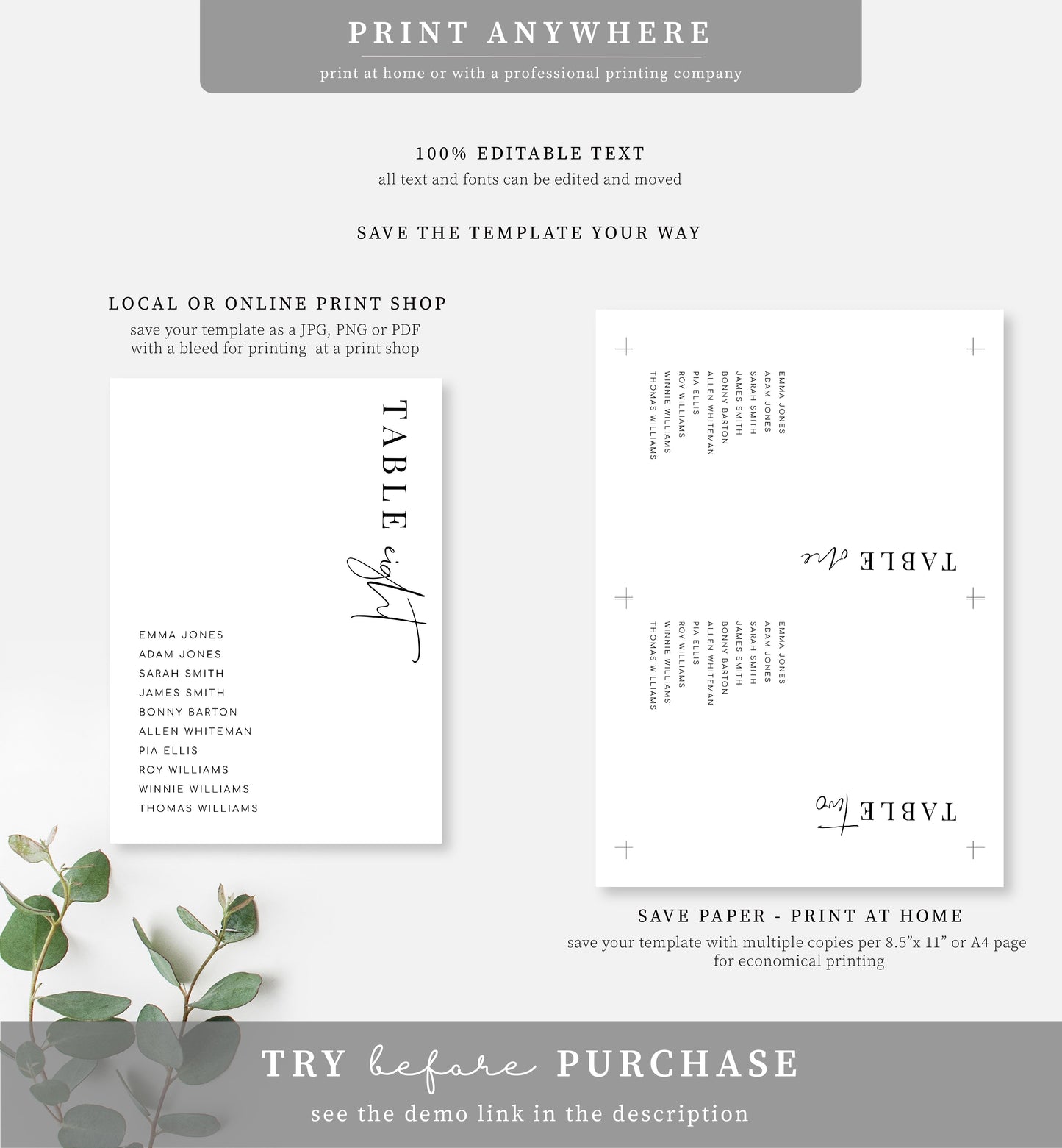 Estelle White | Printable Table Numbers