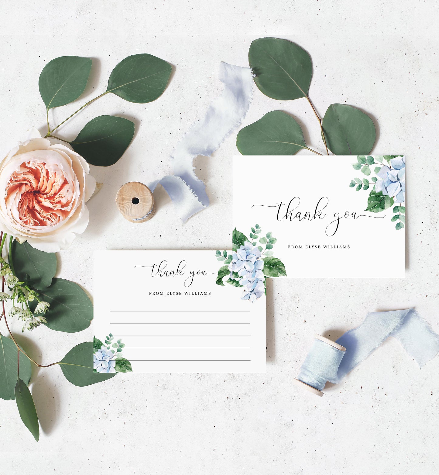 Ferras Blossom Blue | Printable Thank You Card - Black Bow Studio