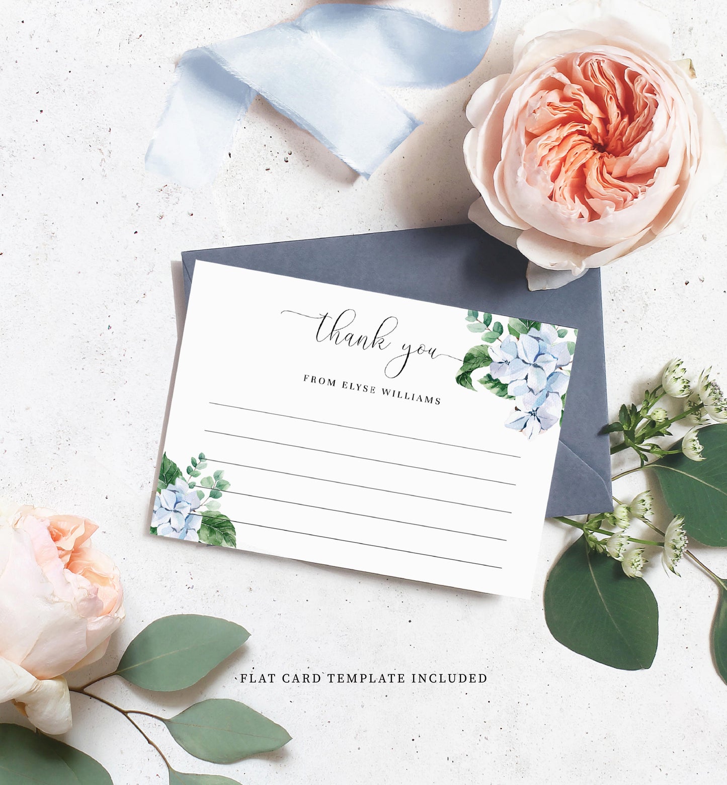Ferras Blossom Blue | Printable Thank You Card - Black Bow Studio