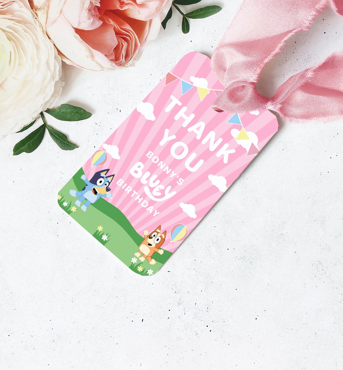 Bluey Pink | Printable Favour Tag Template