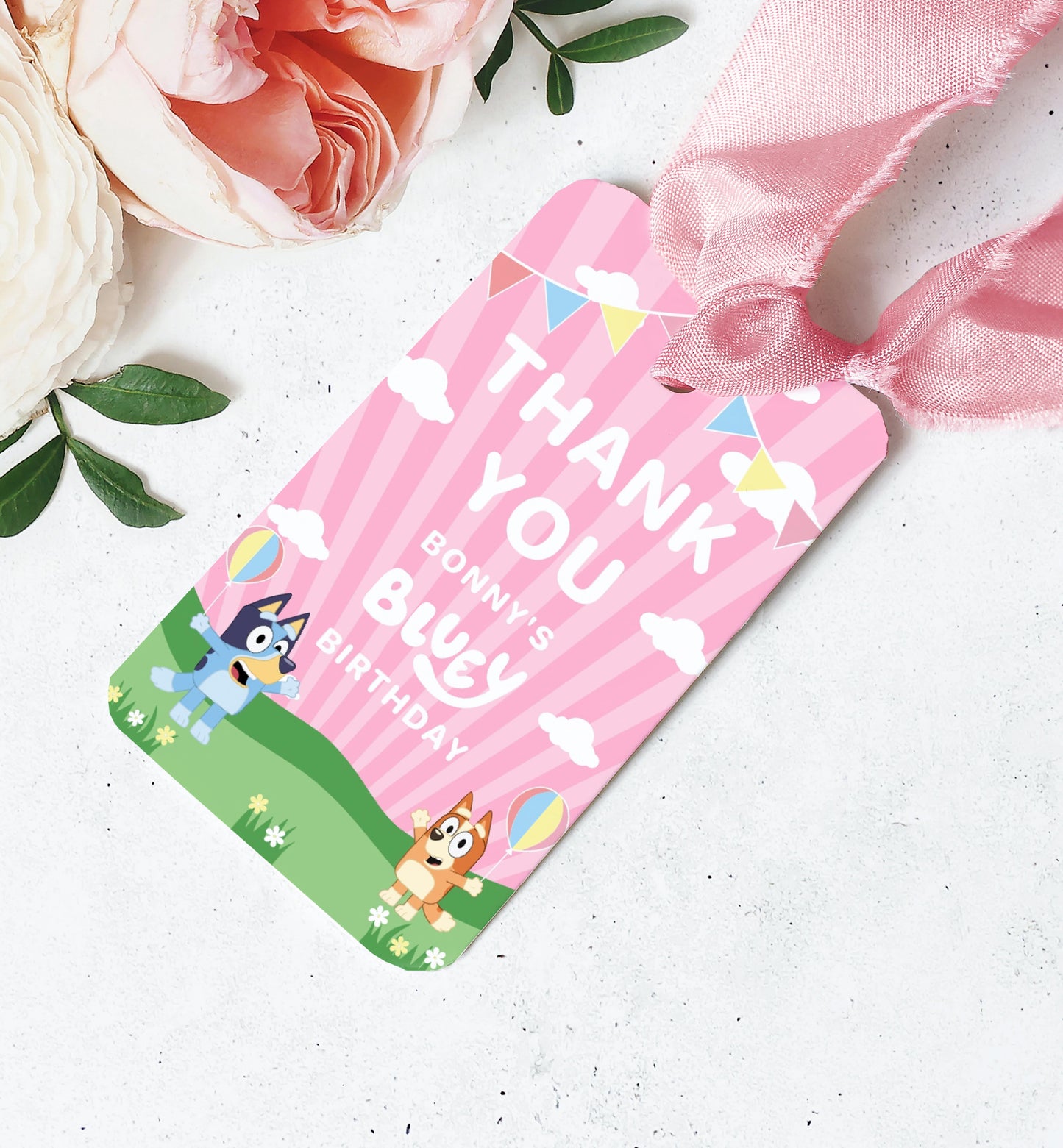 Bluey Pink | Printable Favour Tag Template