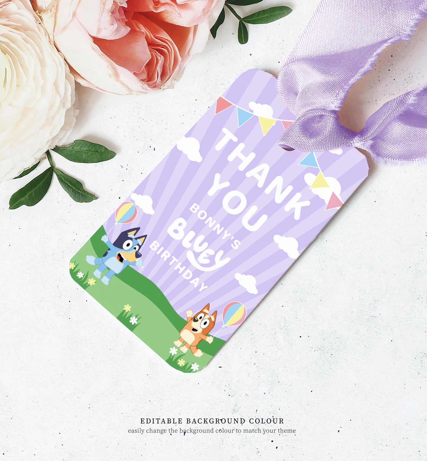 Bluey Pink | Printable Favour Tag Template