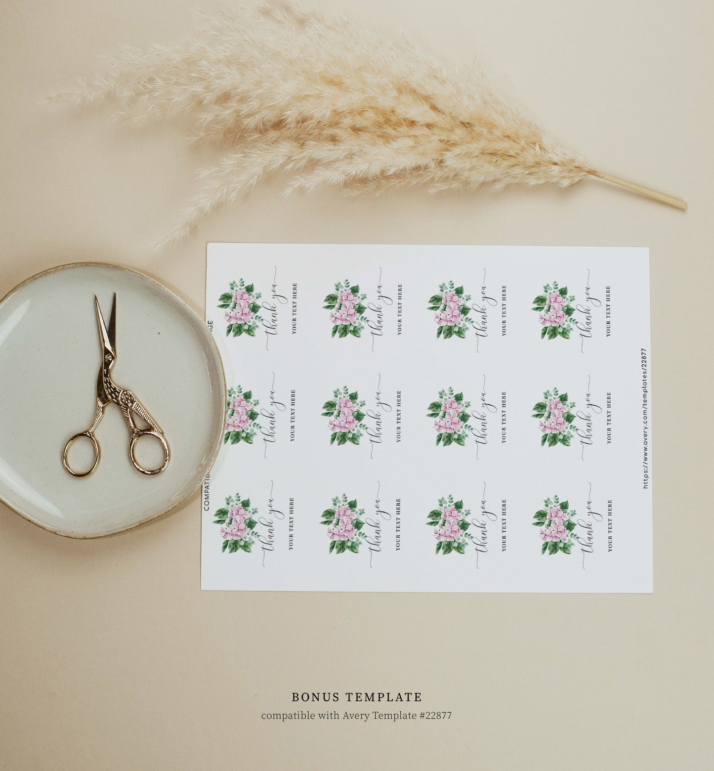 Ferras Blossom Pink | Printable Thank You Favour Tags Template
