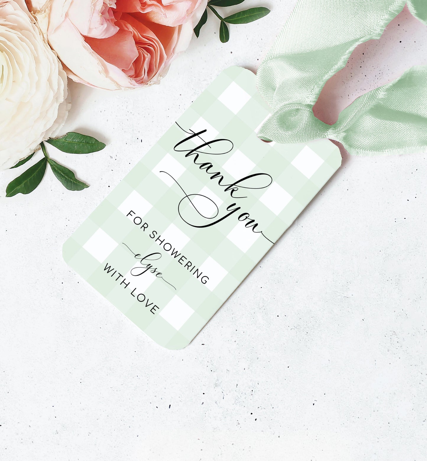 Gingham Green | Printable Thank You Tags